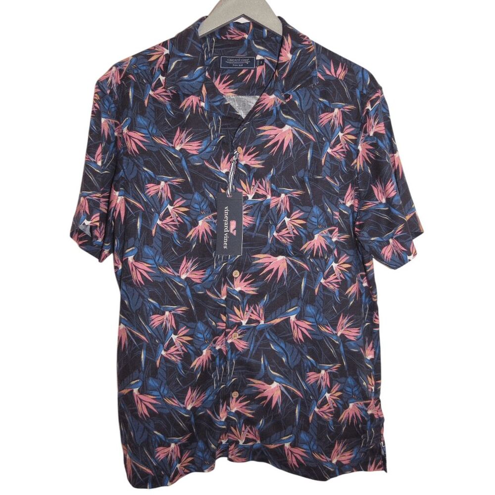 NWT Vineyard Vines Birds Of Paradise Island Cabana Shirt Linen Blend Sz S